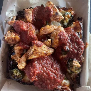 Blackened chicken fatbread