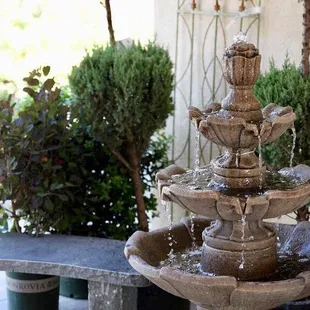 a fountain in a courtyard