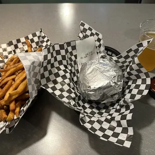 Brady cheeseburger and fries