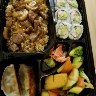 Steak Bento and Tuna Sushi bowl