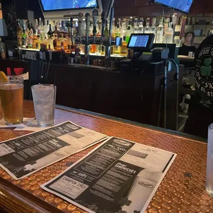 the bar and menus