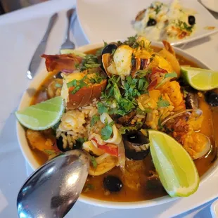 a bowl of seafood stew