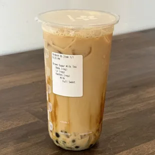 Brown sugar milk tea [boba, lychee jelly, kanten jelly] regular sweet &amp; milk