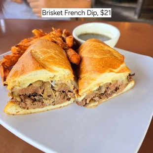 Brahma Bar and Grill - Brisket French Dip w/ sweet potato fries, $21