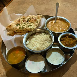 Butter chicken served thali style