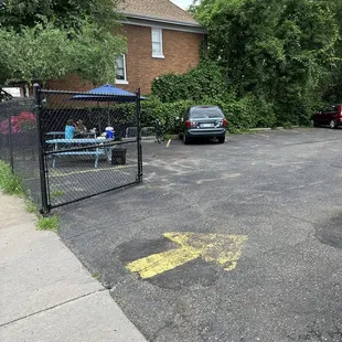 Parking lot patio