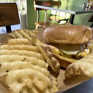 Brake burger with fries