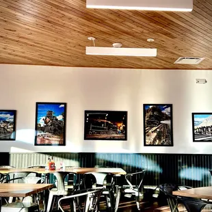 tables and chairs in a restaurant