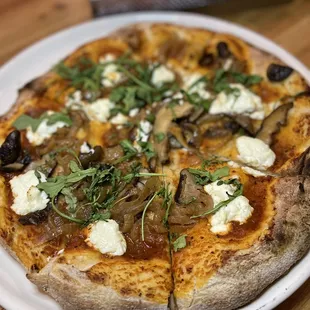 a pizza on a plate