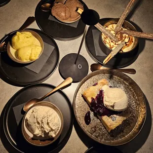 Gelato, tiramisu, and lemon blueberry foccacia