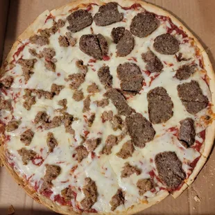 Half sausage/half meatball thin crust