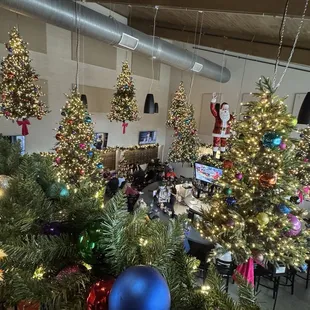 View of the decorations from the balcony.