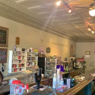 Nice space with large coffee tea baked goods and ice cream