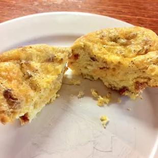 Not the best photo of the bacon cheddar frittata