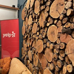 Beautiful log accent on wall