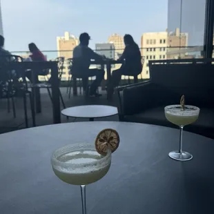 Lemon drop $10 happy hour , shaded balcony seating.