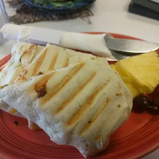 I ordered a breakfast burrito for here.