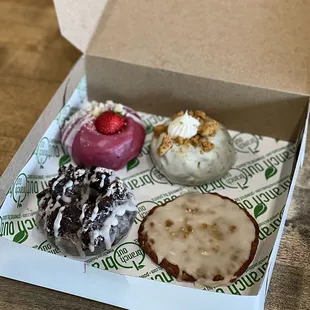 Premium Donuts and a iced Oatmeal Cookie