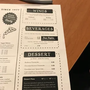 a menu for a restaurant
