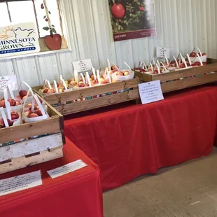 a display of apples for sale