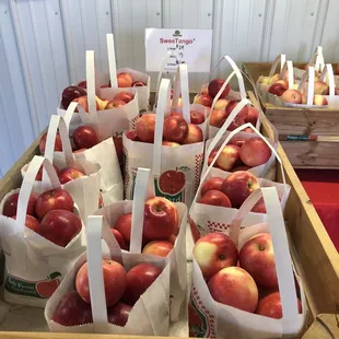 a display of apples for sale