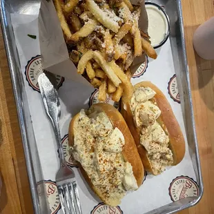 Egg salad and truffle fries