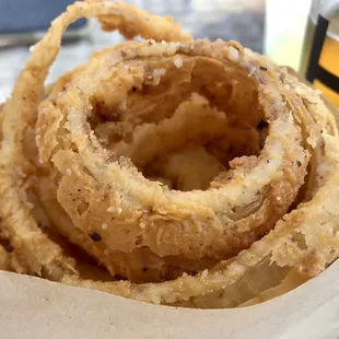 Onion rings and fries mixed combo. If you can&apos;t decide they let you have mixed!