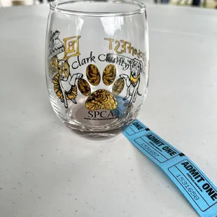 Commemorative wine glass with wine tasting tickets
