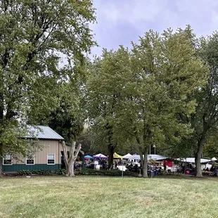 Side view of vendors and food trucks at the Dogtober Fest