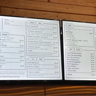 a menu on the wall