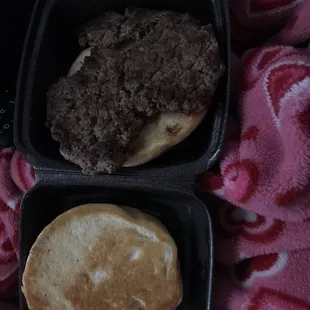 The pitiful patty was in pieces, and it was cold.