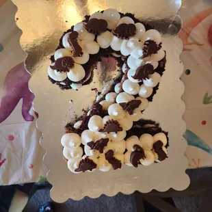a chocolate cake with marshmallows