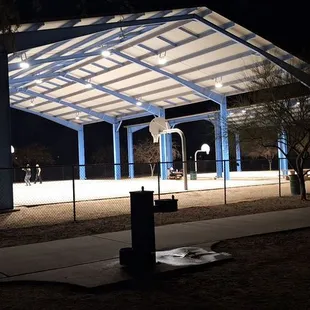 lighted basketball court