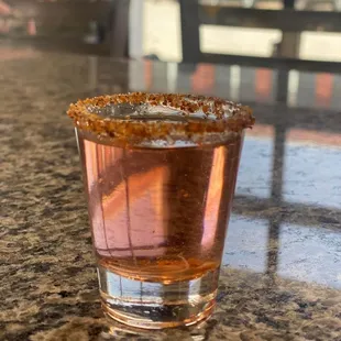a shot of a drink