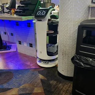 a counter with a green light