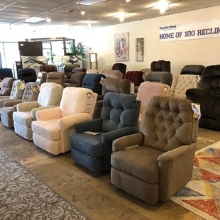 We have over 100 Recliners in stock at all times guaranteed!