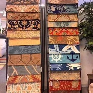 These rug samples provide 24 different choices that we can order! We do custom orders daily on upholstery, dining, bedrooms and accessories!