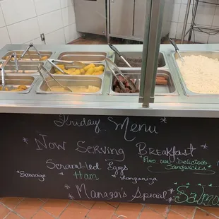 a menu on the counter