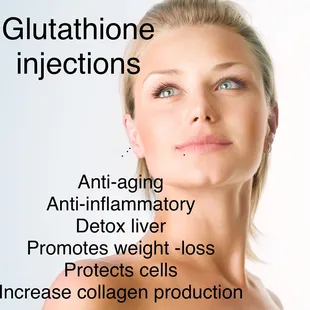 Glutathione is the Master Antioxidant and has many health benefits. 4 shot packages for 96.00