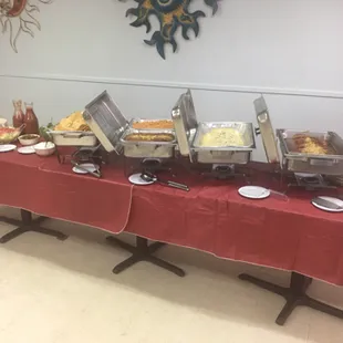 a buffet of food