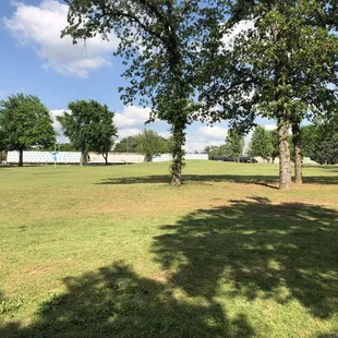 Brandt Park - OU Duck Pond:  Train in background; Tree &amp; Grass Area