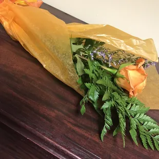 Needed one rose and the lady working there got it ready quickly.