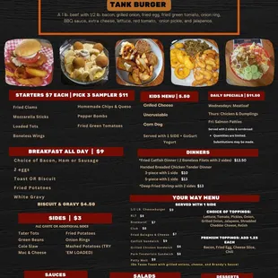 the menu of the restaurant