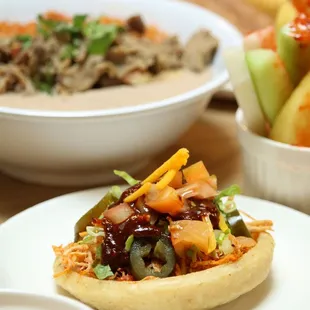 a variety of dishes on a table