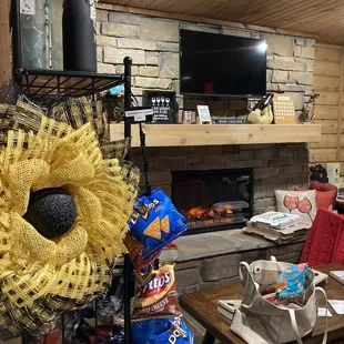 Fireplace and gift selection