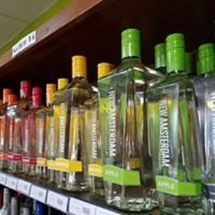 a row of liquor bottles