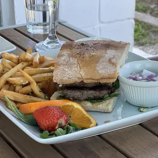 Mediterranean sausage and beef sandwich