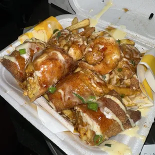 Salmon Cheese Steak Egg Roll