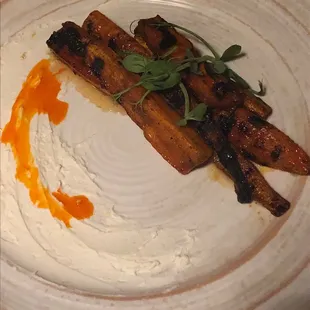 Carrots. He did warn us the portion was small but they were very tasty.