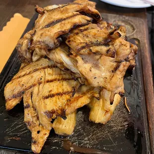 Chicken Breast with Garlic - yucca fries, Sweet Plantains and potato underneath